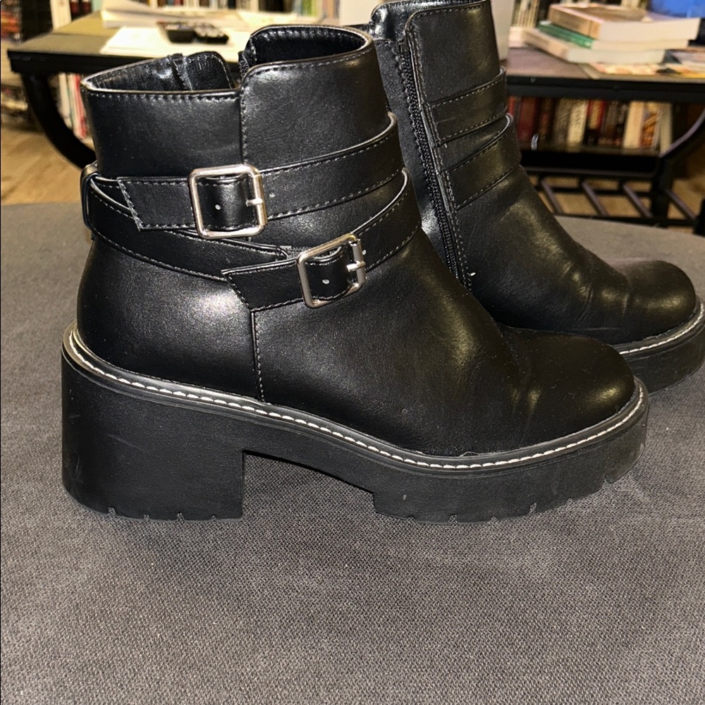 Madden Girl Black Ankle Booties with Buckle Detail